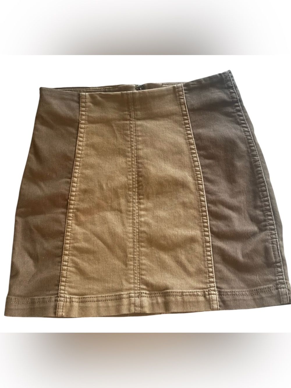 Free People Two-Tone Tan Panel Mini Skirt Size 0 NWOT